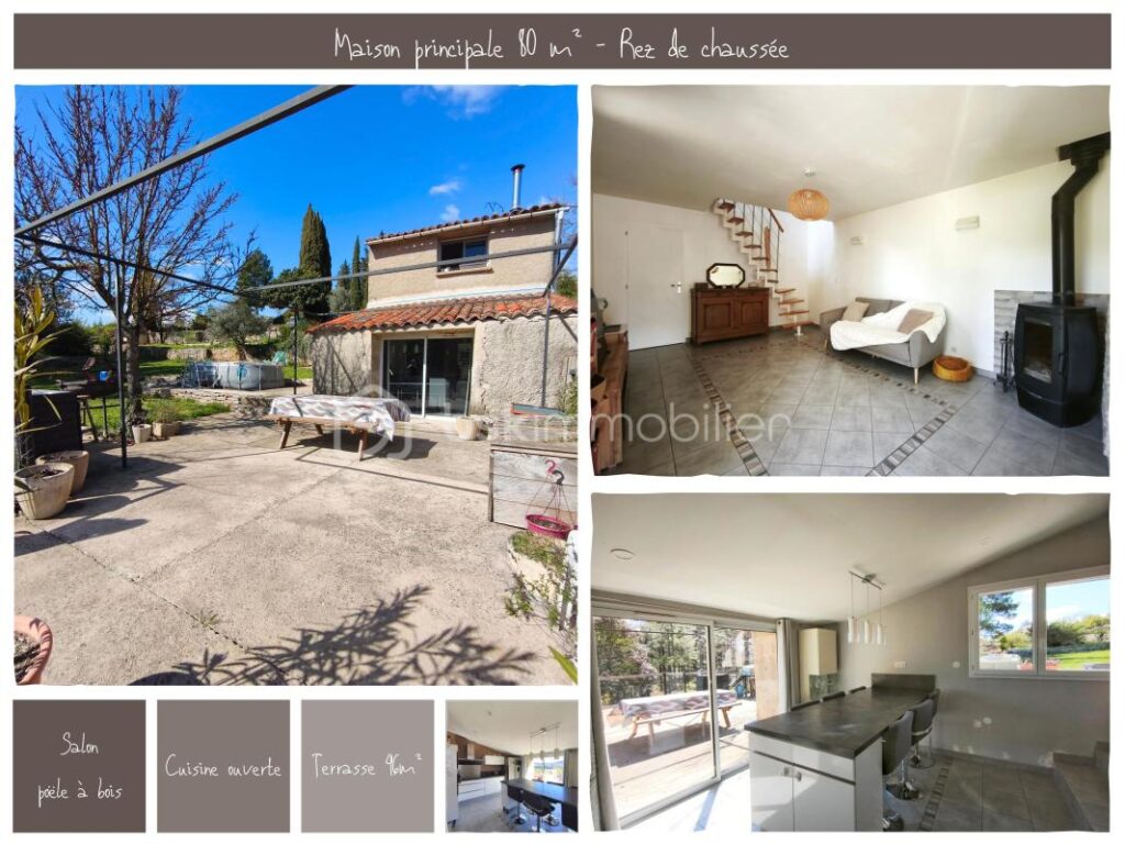 Maison 80m² + studio indépendant 27m² – parcelle 7800 m² – Vue exceptionnelle – 4 pièces – 3 chambres – 107 m²