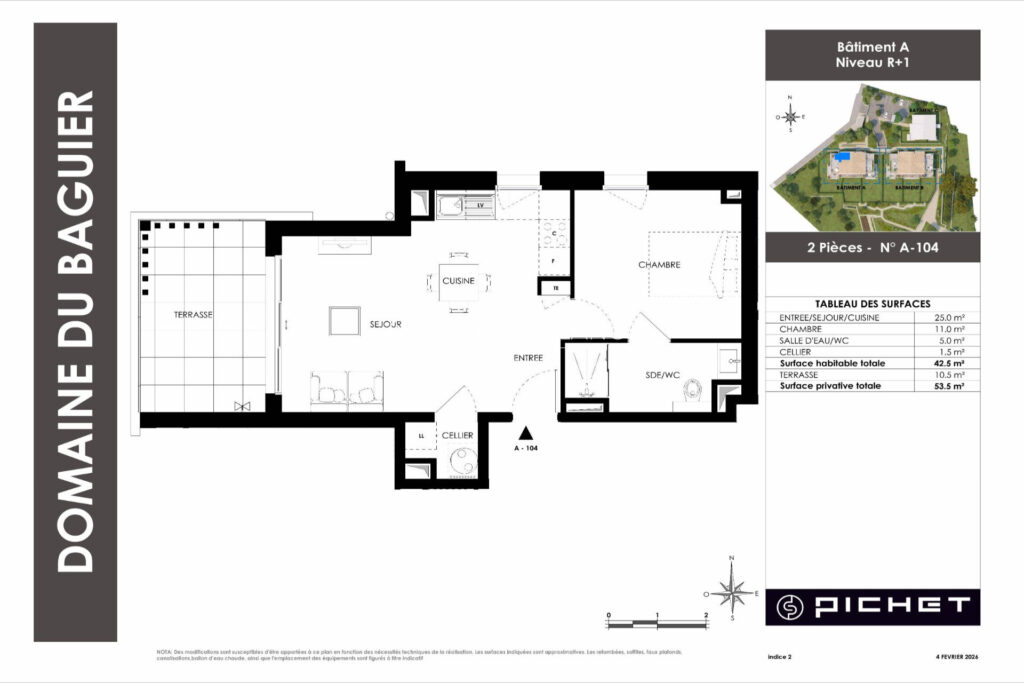 vente appartement 2 Pièce(s) – 2 pièces – 1 chambre – 42.50 m²