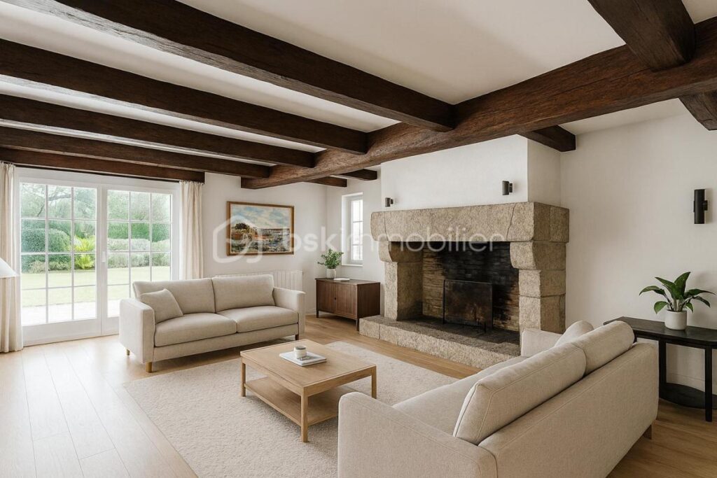 Vue sur la rivière de Crac’h et le Pont de Kerisper – Élégante néo-bretonne de 211 m² sur un terrain clos de 1 850 m² – 8 pièces – 5 chambres – 211 m²