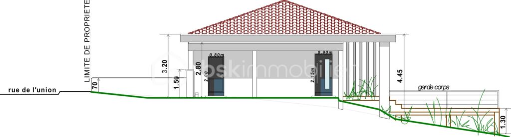 Terrain de 843 m² avec projet de maison (permis purgé, fondations réalisées) – Vue panoramique plein sud – NR pièces – NR chambres – 843 m²