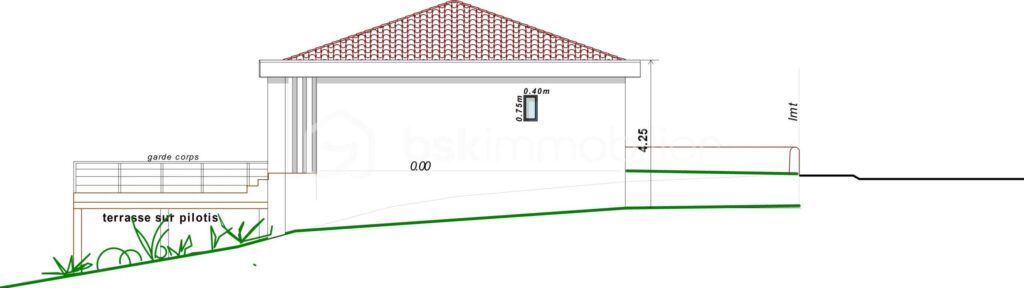 Terrain de 843 m² avec projet de maison (permis purgé, fondations réalisées) – Vue panoramique plein sud – NR pièces – NR chambres – 843 m²