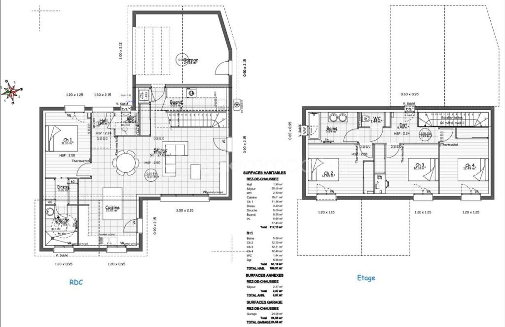 Maison neuve 131 M2 – 5 pièces – 4 chambres – 131 m²