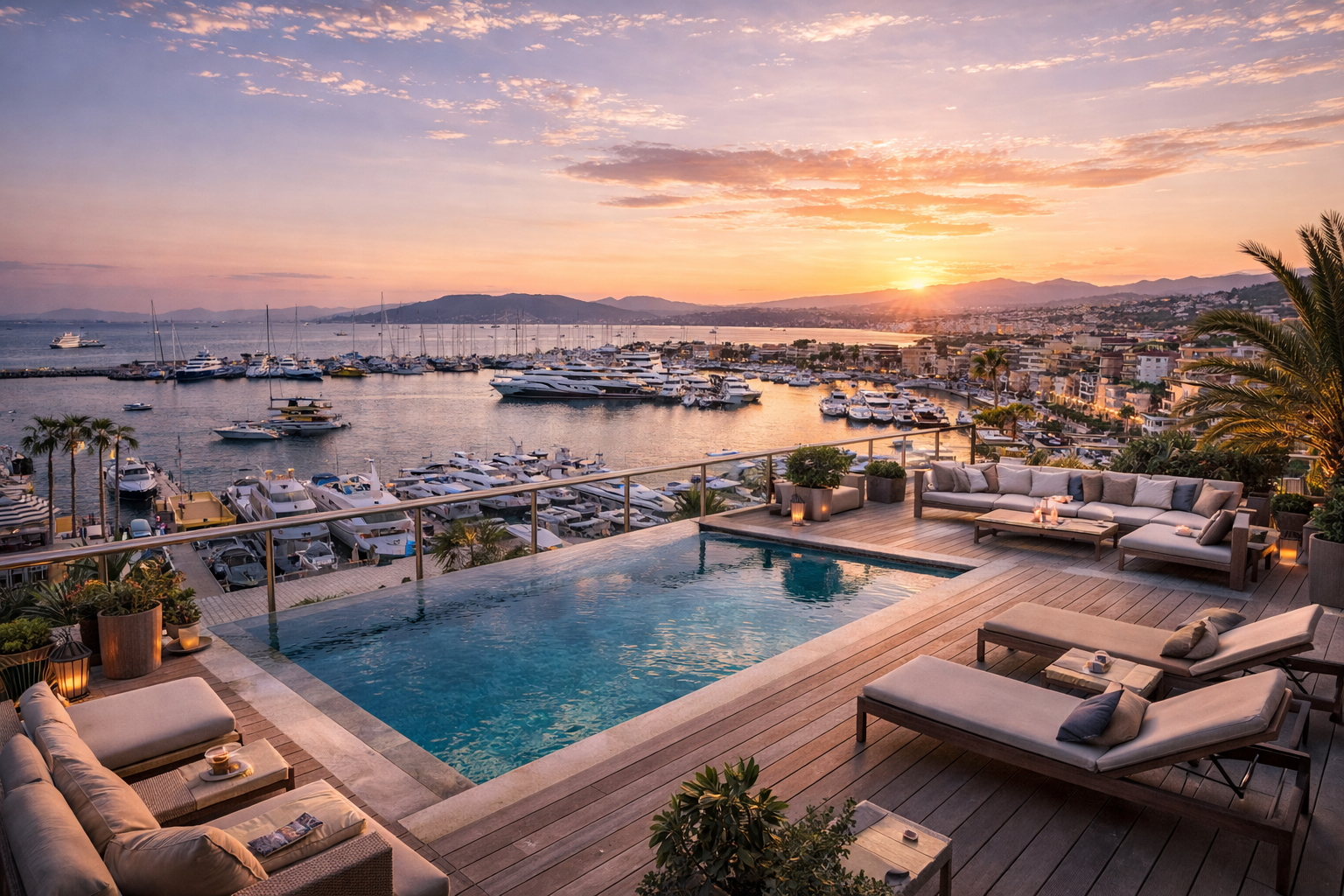 Terrasse de luxe avec vue sur la mer, Côte d'Azur