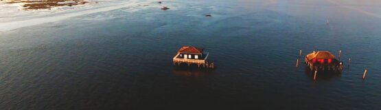 vue aerienne cabane tchanquee bassin arcachon