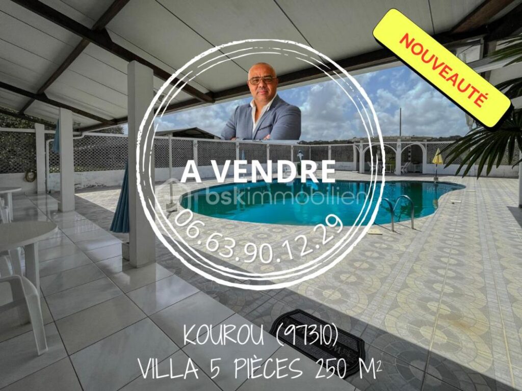97310 – KOUROU – PROPRIÉTÉ D’EXCEPTION SUR 2,6 HECTARES – MAISON 5 PIÈCES – PISCINE – SUITE PARENTALE – 3 CHAMBRES DE 21 m² AVEC SALLE D’EAU & WC – TERRAIN VIABILISÉ – ZONE AGRICOLE – IDÉAL PROJET AUTONOME, VIVRIER OU ÉCOLOGIQUE – 5 pièces – 4 chambres – 250 m²
