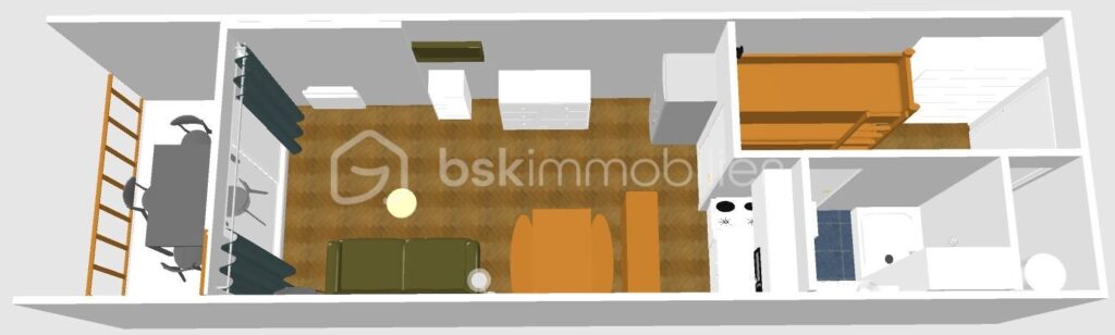 **EXCLUSIVITÉ – Studio avec coin cabine – Vue montagnes exceptionnelle** – 1 pièce – NR chambres – 21 m²