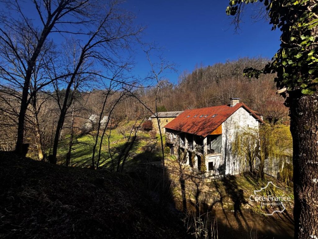 Ancien moulin renové avec grange et terrain à Boisset 15600 – 5 pièces – 4 chambres