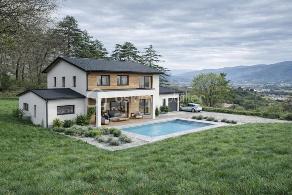 🏡 Terrain constructible avec projet de maison – cadre exceptionnel – NR pièces – NR chambres – 3200 m²