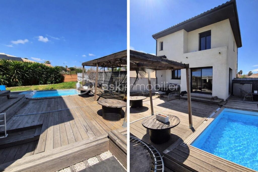 A VENDRE VILLA TROIS FACES DE 96M² SUR TERRAIN DE 394M A SAINT CYPRIEN – COTE VILLAGE – EN IMPASSE – TROIS CHAMBRES – DEUX PIECES D EAU – DEUX TOILETTES – BUANDERIE – PISCINE – TERRASSE – PROCHE DES ECOLES DES COMMERCES ET DES PLAGES – 5 pièces – 3 chambres – 96 m²
