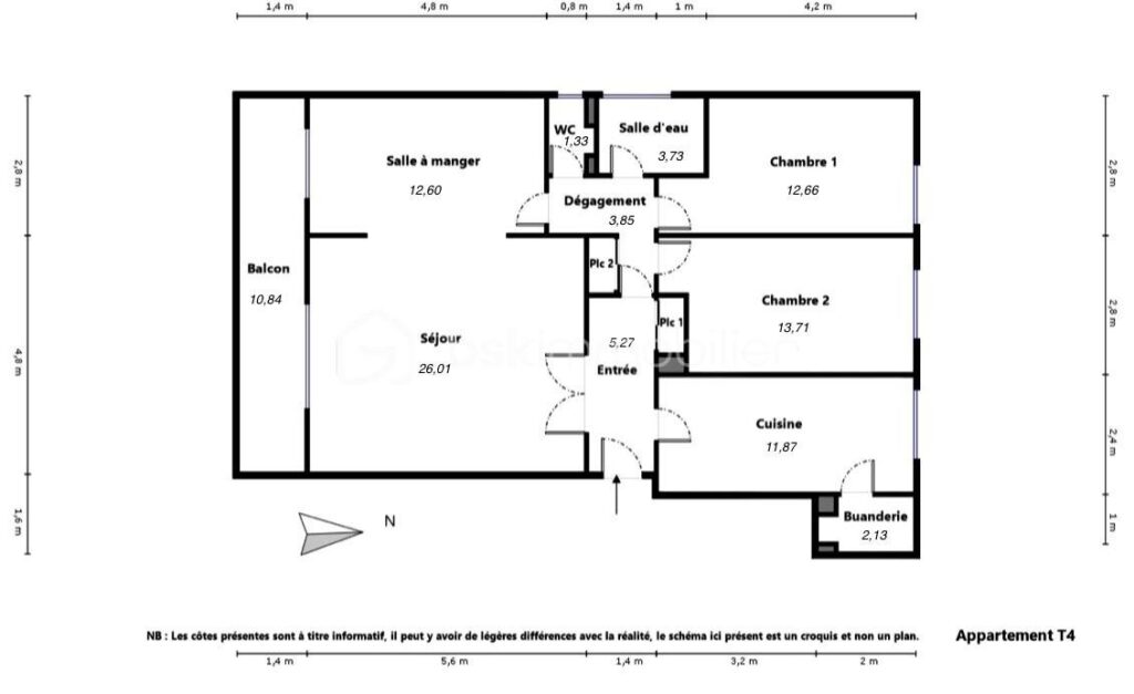 Appartement – 4 pièces – Ville-d’Avray – 4 pièces – 2 chambres – 93 m²