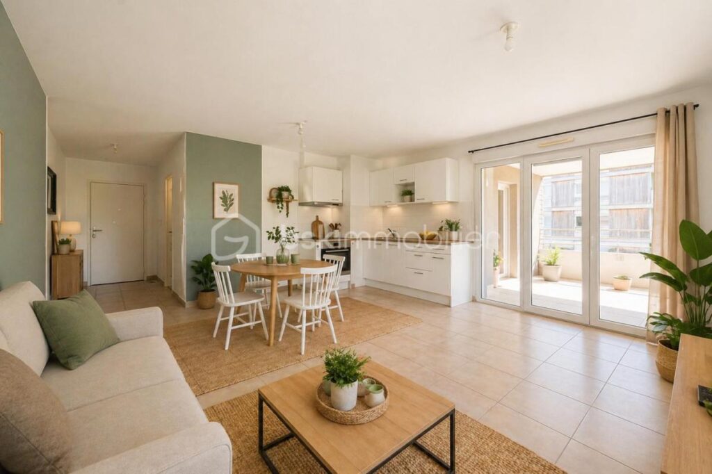 Joli T3 en étage avec terrasse couverte et vue dégagée / Stationnement privatif en sous-sol – 3 pièces – 2 chambres – 64 m²