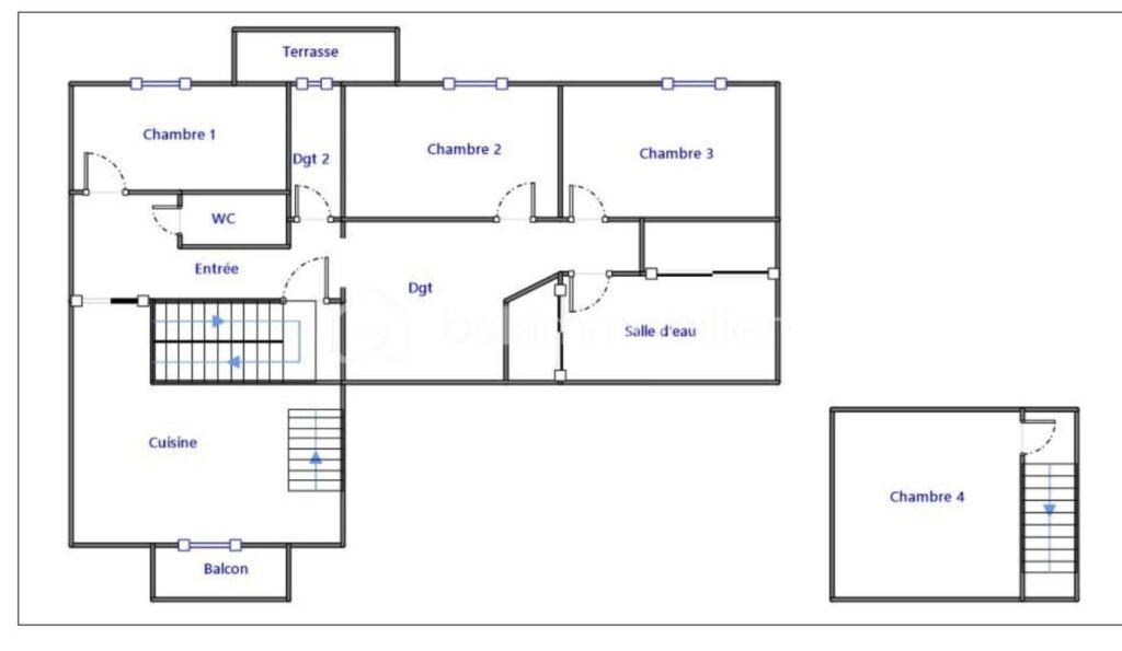 TRES BEL APPARTEMENT d&rsquo;environ 90 m2 très bien entretenu ! – 5 pièces – 4 chambres – 90 m²