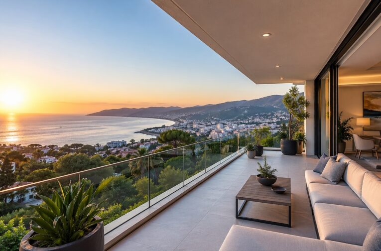 illustration vue mer balcon terrasse