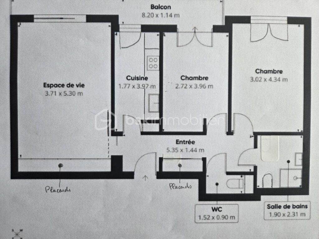 À VENDRE – Appartement 3 pièces avec balcon, parking et cave – Résidence sécurisée avec services – 3 pièces – 2 chambres – 67 m²