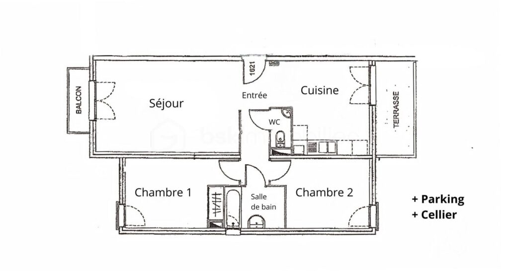 T3 traversant de 68 m² avec terrasse, balcon et parking – Hyper-centre de Bruges – 3 pièces – 2 chambres – 69 m²