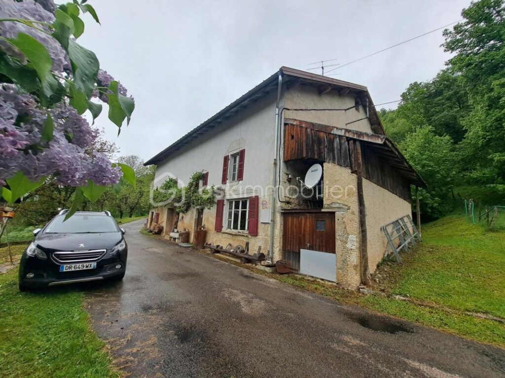 Authentique ferme jurassienne de 1859 – 25 hectares – vue dégagée – proche Suisse – 5 pièces – 3 chambres – 300 m²