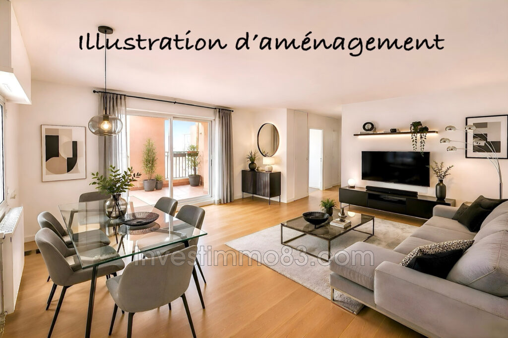 Dans une résidence fermée et sécurisée, bel appartement au 6èm – 4 pièces – 3 chambres – 77.41 m²