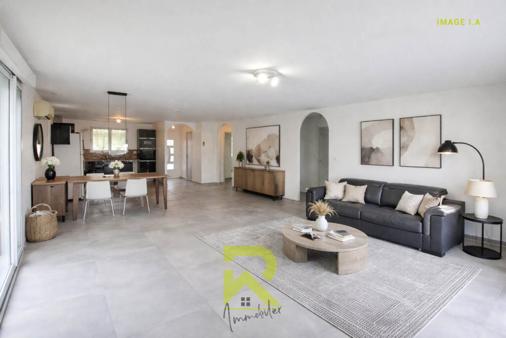 Villa plain-pied 134 m2  Vue sur l&rsquo;étang   Terrain 1470 m2 – 4 pièces – 3 chambres – 134 m²