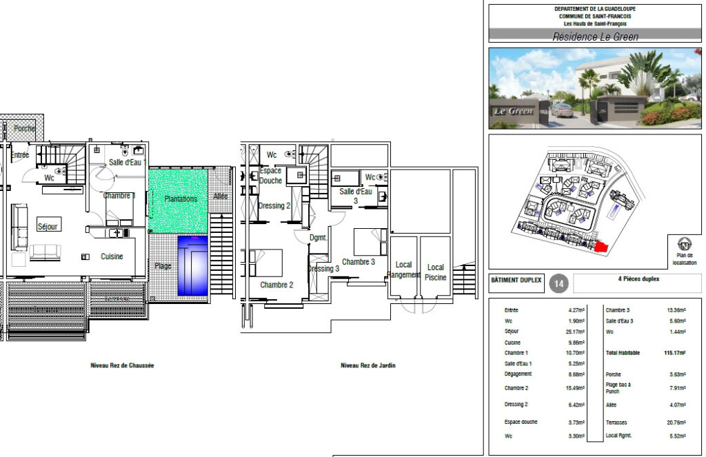 Magnifique Duplex T4 vue sur Golf – 4 pièces – 3 chambres – 115 m²