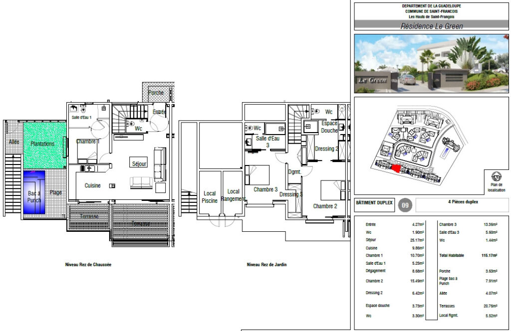Magnifique Duplex T4 vue sur Golf – 4 pièces – 3 chambres – 115 m²